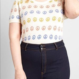 ModCloth Ivory Peace Throwback Beauty Sweater 2X